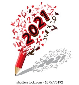 2021 happy new year holiday by pencil idea colorful calendar