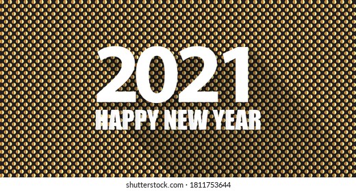 2021 Happy new year horizontal banner background or greeting card with text. vector 2021 new year numbers isolated on abstract golden horizontal background