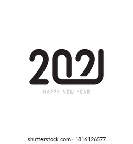 2021 happy new year icon design. Vector illustration with black holiday label isolated on white background.