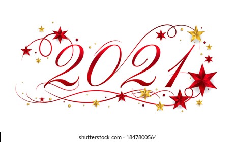 2021 Happy New Year lettering banner design with ornament for new year celebration