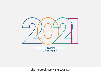 2021 happy new year logo text creative line art design, Vector illustration