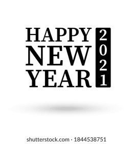 2021 Happy New Year logo text design. 2021 number design template. Vector illustration on white background.