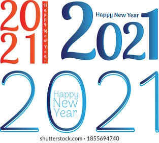 2021 Happy new year  logo text design