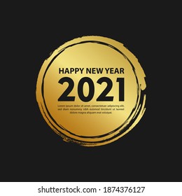 2021 Happy New Year logo in gold isolated. Vector