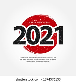 2021 Happy New Year logo grunge style isolated. Vector