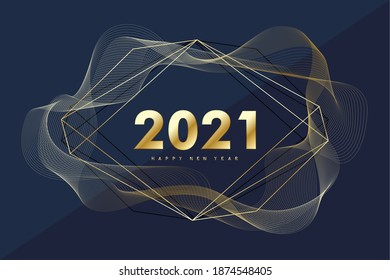 2021 Happy New Year. Merry Christmas and Happy New Year 2021 greeting card. Celebrate party template for 2021. Vector illustration