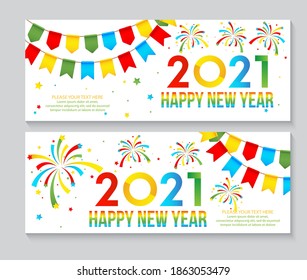 2021 Happy New Year minimalist design. Vector illustration.