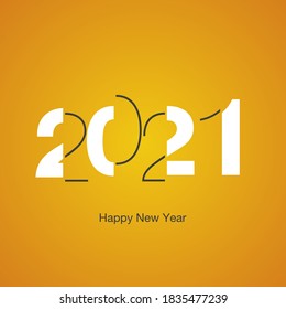 2021 Happy New Year modern black light typography colorful white orange yellow background vector logo icon