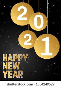 2021 happy New year - Modern luxury typography in a black and gold colors - vector format. 
