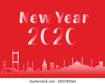 2021 happy new year modern city buildings vector illustration
