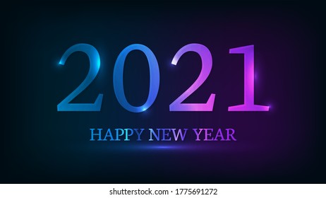 2021 Happy New Year neon background. Abstract neon backdrop with lights for Christmas holiday greeting card, flyers or posters. Vector illustration