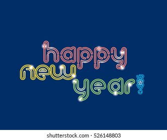 2021 Happy New Year neon lights text design. vector illustration