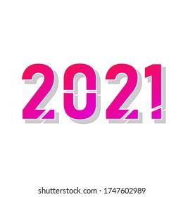 2021 happy new year. number colored pink and purple. vector stock isolated on white background eps10 design