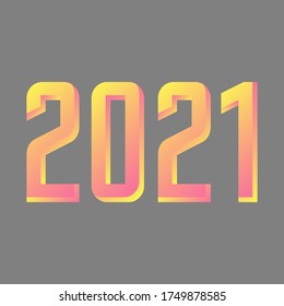 2021 happy new year. number colored yellow and pink. vector stock illustration isolated on grey background eps10 design sign logo