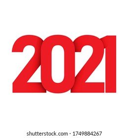 2021 happy new year. number colored red with shadow. vector stock illustration isolated on white background eps10 design sign logo
