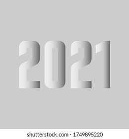 2021 happy new year. number colored black and white. vector stock illustration isolated on grey background eps10 