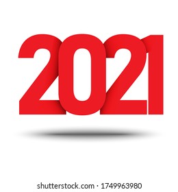 2021 happy new year. number colored red with shadow. vector stock illustration isolated on white background eps10 design sign logo
