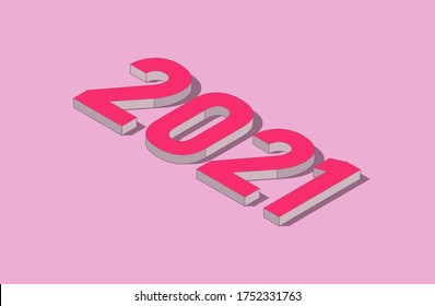 2021 happy new year. Numbers colored in trendy style. Vector stock illustration isolated on white background. eps10 