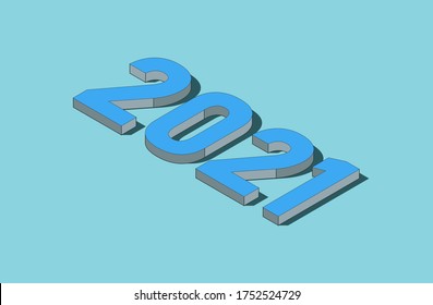 2021 happy new year. Numbers colored in trendy style. Vector stock illustration isolated on white background. eps10 insta