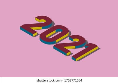 2021 happy new year. Numbers colored in trendy style. Vector stock illustration isolated on white background. eps10 