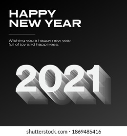 2021 Happy New Year Poster Vinyl Cover Corporate Branding with modern design with triangle shapes geometric lines pattern style minimalist black and white red idea dynamic music - Powered by Shutterstock - Get 15% off with code: PIKWIZARD15