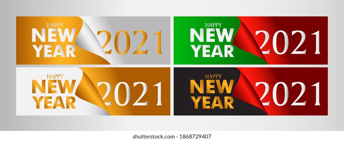 2021 Happy New Year. Realistic Golden metal number. Christmas Poster, banner, cover card, brochure, flyer, layout design