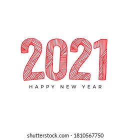 2021 HAPPY NEW YEAR script text hand lettering. Design template Celebration typography poster, banner or greeting card for Merry Christmas and happy new year. Vector illustration