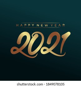 2021 Frohes Silvester-Schriftzeichen handschriftlich. Design Template Feiern Typografie Poster, Banner oder Grußkarte für Frohe Weihnachten und glückliches neues Jahr. Vektorgrafik