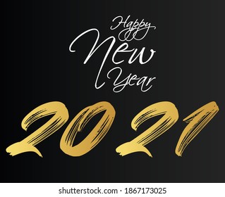 2021 HAPPY NEW YEAR script text hand lettering. Design template Celebration typography poster, banner or greeting card for Merry Christmas and happy new year. Vector Illustration