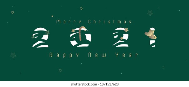 2021 HAPPY NEW YEAR script text hand lettering. Design template Celebration typography poster, banner or greeting card for Merry Christmas and happy new year. Vector Illustration