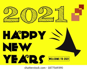 2021 HAPPY NEW YEAR script text and lettering. Design template Celebration typography poster, banner or greeting card for Merry Christmas and happy new year (Vector Illustration)