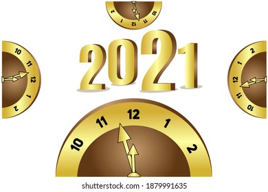 2021 HAPPY NEW YEAR script text hand lettering. Design template Celebration typography poster, banner or greeting card for Merry Christmas and happy new year. Vector Illustration