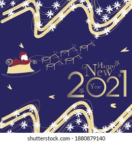 2021 FELIZ guión de AÑO NUEVO con letras a mano. Plantilla de diseño Cartel de tipografía de celebración, cartel o tarjeta de saludo para Feliz Navidad y feliz año nuevo. Ilustración vectorial.
