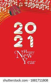 2021 HAPPY NEW YEAR script text hand lettering. Design template Celebration typography poster, banner or greeting card for Merry Christmas and happy new year. Modern, luxury, star Vector Illustration