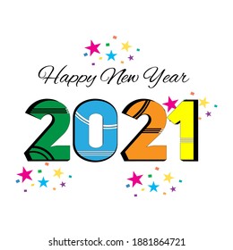 2021 HAPPY NEW YEAR script text hand lettering. Design template Celebration typography poster, banner or greeting card for Merry Christmas and happy new year. Vector Illustration