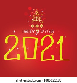 2021 HAPPY NEW YEAR script text hand lettering. Design template Celebration typography poster, banner or greeting