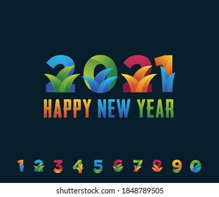 2021 happy new year with set of number templates