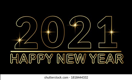 2021 happy new year shining golden text editable vector background