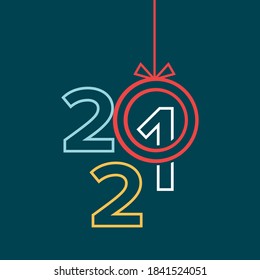 2021 Happy New Year sign. Happy New Year symbols. Greeting card artwork, brochure template. Vector illustration