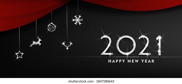 2021 Happy new year. silver Design of greeting card. silver Shining Pattern. Happy New Year Banner with 2021 Numbers on Bright Background. Vector illustration