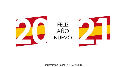 2021 happy new year spanish text with spain flag