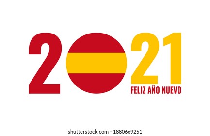 2021 happy new year spanish text with spain flag