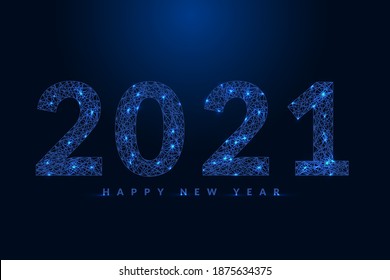 2021 Happy New Year. in Style HUD. Technology Design template Celebration typography poster, banner or greeting card. Vector Illustration