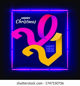 2021 Happy new year symbol design. Colored logo with holiday sign. Logo design cover, card, poster. Happy New Year background for your Christmas. Vector illustration. Isolated on white background.