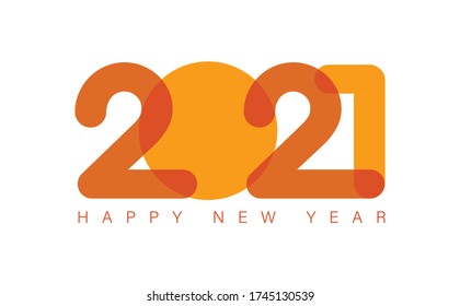 2021 Happy New Year text design with golden text on white background. 2021 image