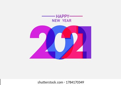 2021 happy new year text design vector template