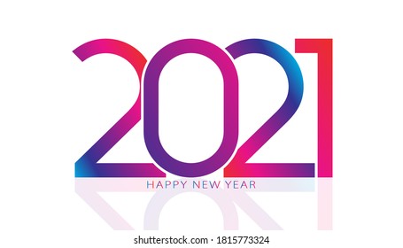 2021 happy new year text vector design.