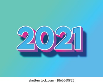 2021 Happy New Year, text with light and background