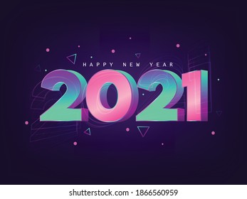 2021 Frohes neues Jahr, Text mit Licht und Hintergrund