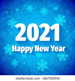 2021 Happy New Year Text Design. Vector illustration of golden 2021 logo numbers on blue background - perfect typography for 2021 save the date luxury designs and new year celebration invitations